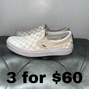 White checkered Slip-On Vans